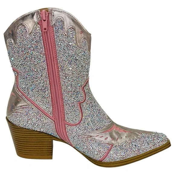 Wild Pair Lourdez Rhinestone Western Style Womens Ankle Boots Size 5.5M - Picture 5 of 14